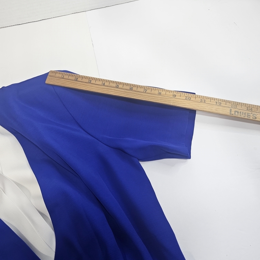 John Roberts Midi Length Button Front Dress Womens 5 / 6 Red Blue Vintage 90's - Picture 4 of 10